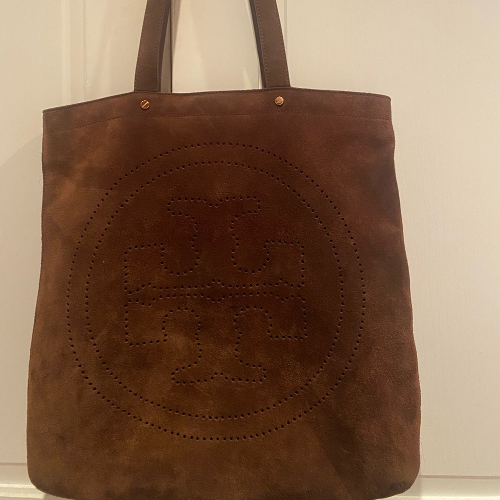 Tory Burch Brown Suede Tote Bag